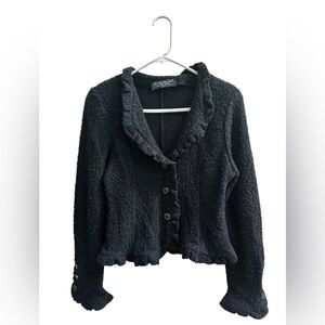 Le Diamant Noir Ruffle Trim Boucle Jacket